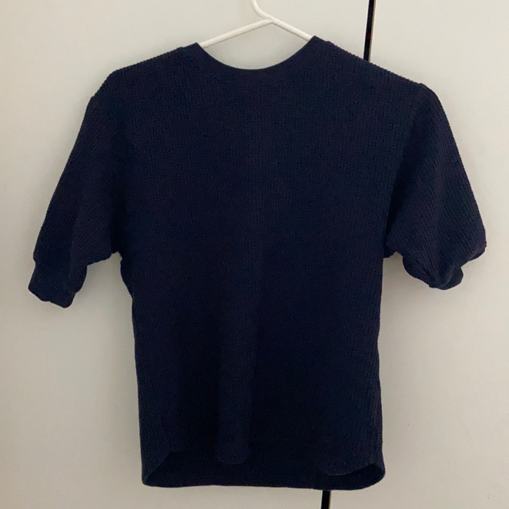 Waffle print , dark blue, half sleeved shirt